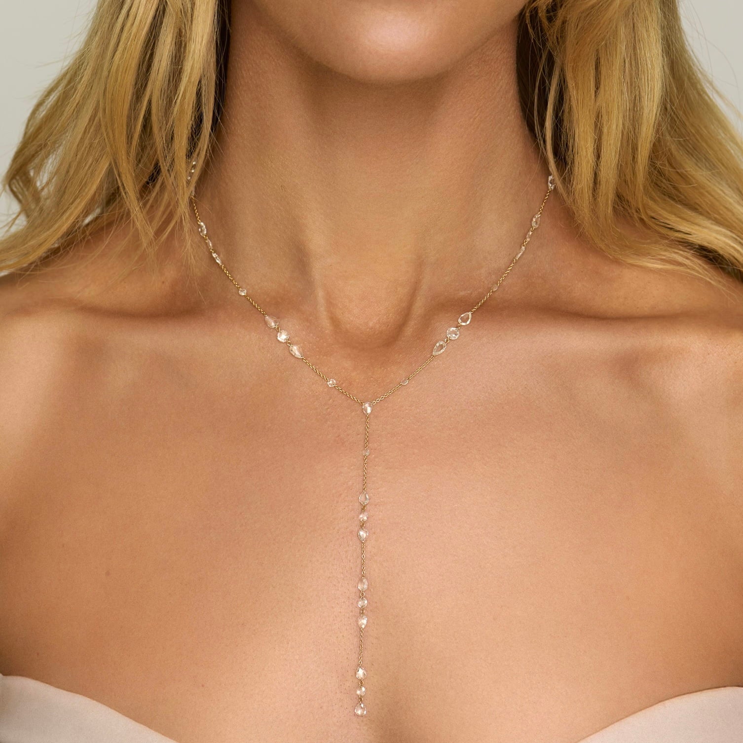 Eau de Rose Cut Iris Lariat by Logan Hollowell Jewelry