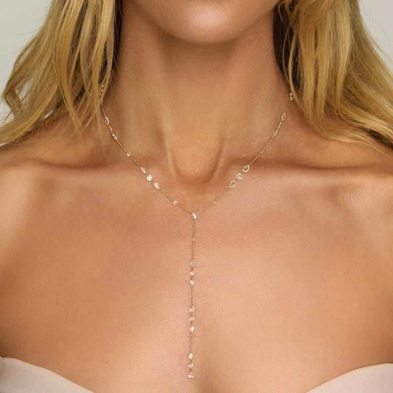Eau de Rose Cut Iris Lariat by Logan Hollowell Jewelry