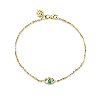Emerald Angel Eye Bracelet Yellow Gold 6.5"  by Logan Hollowell Jewelry