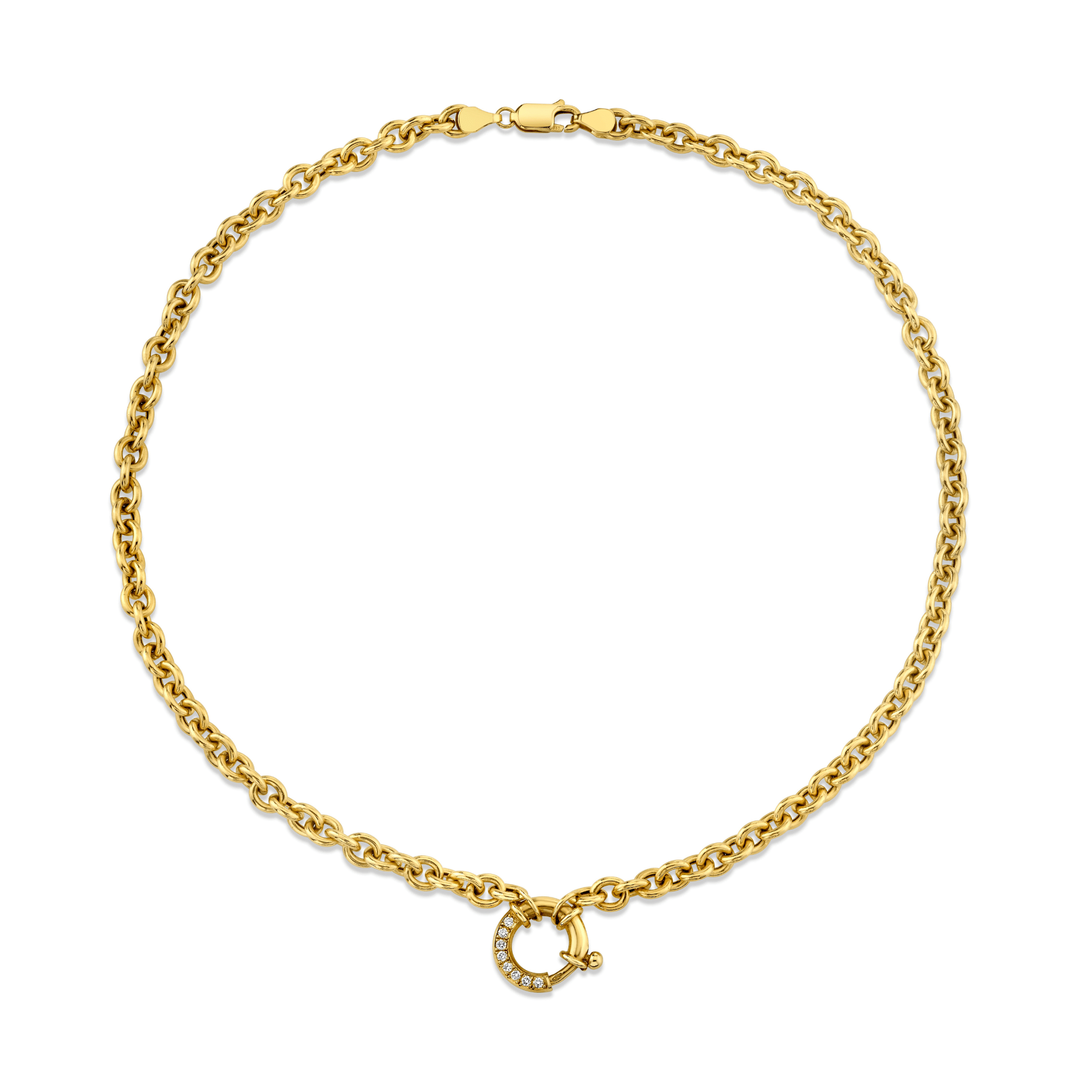 Alchemy Link Choker with Pavé Diamond Hoop Closure | Ready to Ship Yellow Gold 14" by Logan Hollowell Jewelry