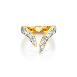 Baguette Diamond Tusk Ring Yellow Gold 3.0  by Logan Hollowell Jewelry