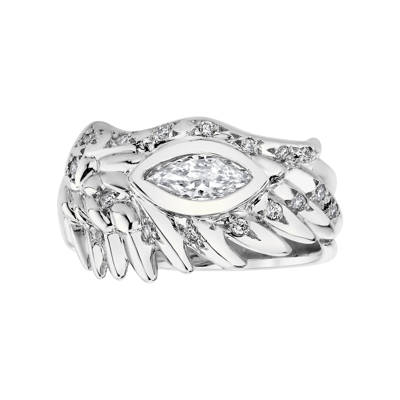 Angel Eye Sprinkled Diamond Wing Ring | Ready to Ship by Logan Hollowell Jewelry