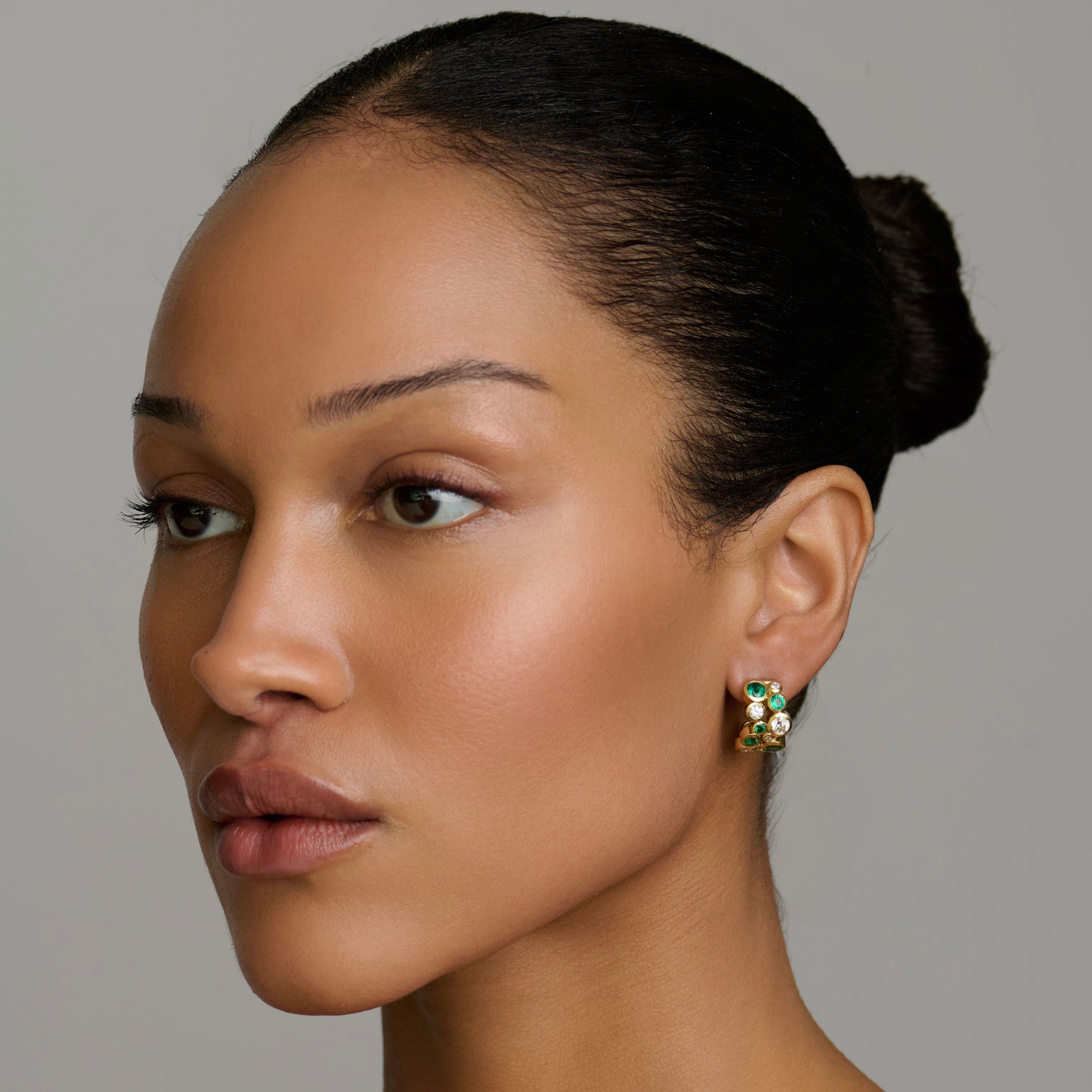 Emerald and Diamond Bubble Earrings by Logan Hollowell Jewelry