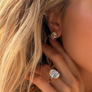 Yellow Diamond Cushion Martini Studs by Logan Hollowell Jewelry