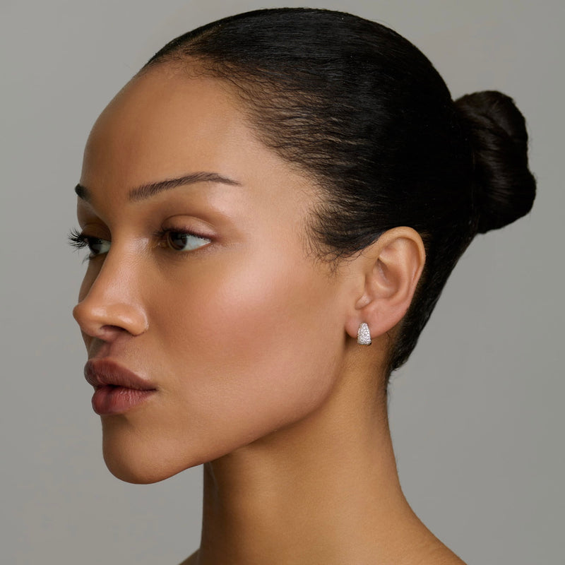 14K Petite Pavé Diamond Tusk Earrings by Logan Hollowell Jewelry