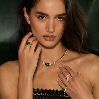 Emerald & Diamond Enigma Wave Ring by Logan Hollowell Jewelry