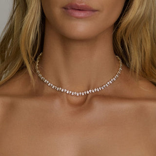 Reverse Water Drop Diamond Tennis Necklace by Logan Hollowell Jewelry