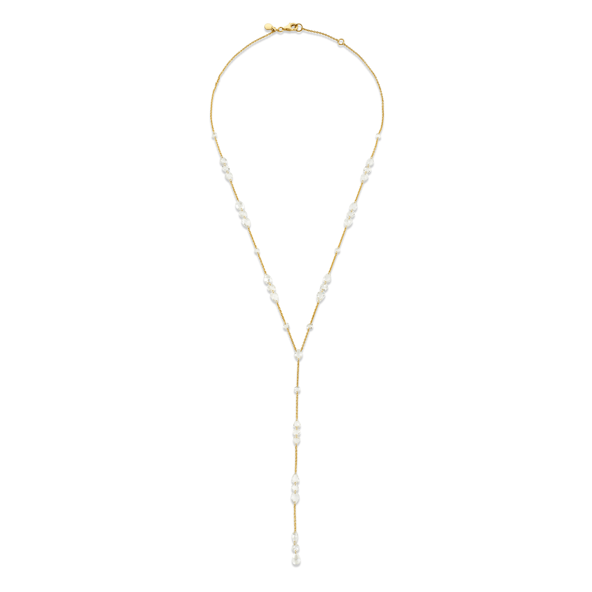 Eau de Rose Cut Iris Lariat Yellow Gold by Logan Hollowell Jewelry