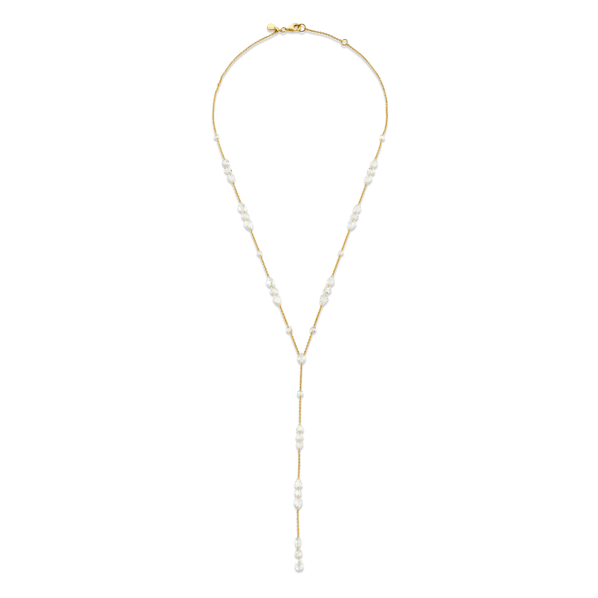 Eau de Rose Cut Iris Lariat Yellow Gold by Logan Hollowell Jewelry