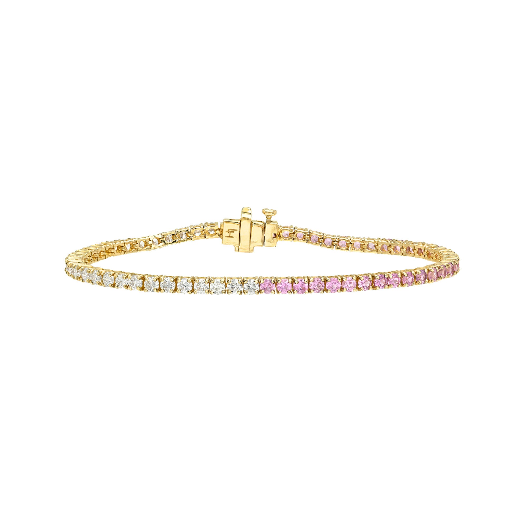 Pink Sapphire Sunset Diamond Tennis Bracelet