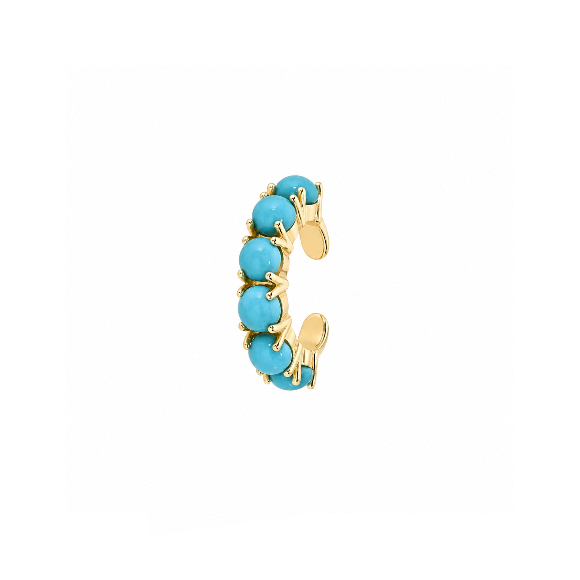 Turquoise Ear Cuff Yellow Gold by Logan Hollowell Jewelry