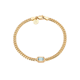 Emerald Cut Aquamarine Cuban Bracelet Rose Gold 6.5" by Logan Hollowell Jewelry