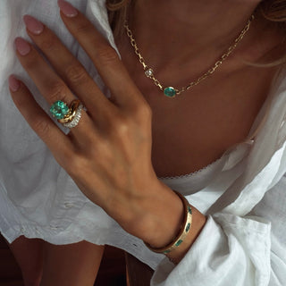 Lovers Duet Diamond and Paraiba Chain Necklace by Logan Hollowell Jewelry