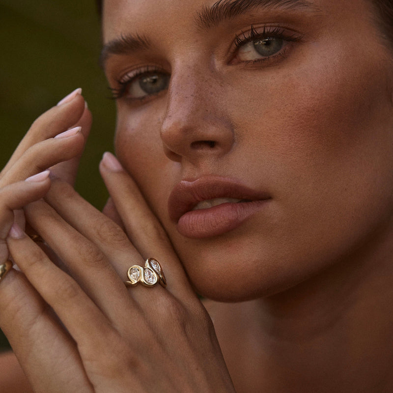 Enigma Diamond Reverse Water Drop Ring by Logan Hollowell Jewelry