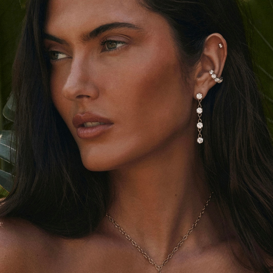 Solar Flare Linear Diamond Drop Earrings