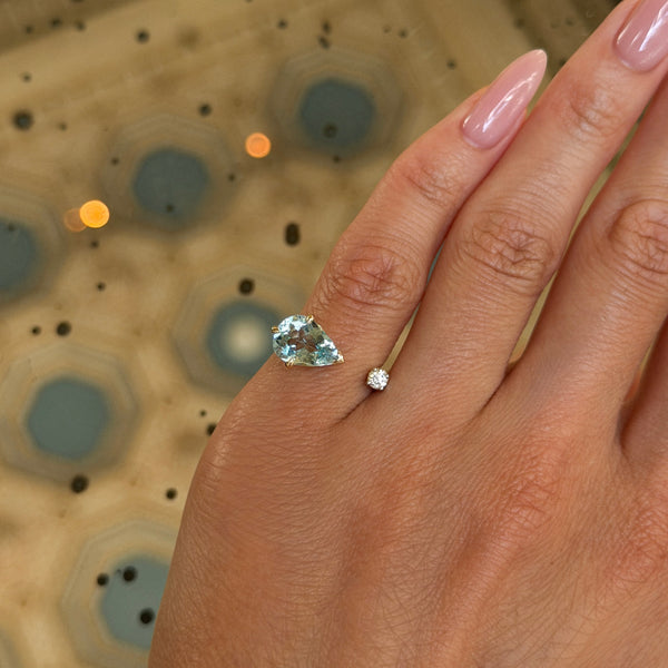 Cloud Aquamarine and Diamond Nexus Ring by Logan Hollowell Jewelry