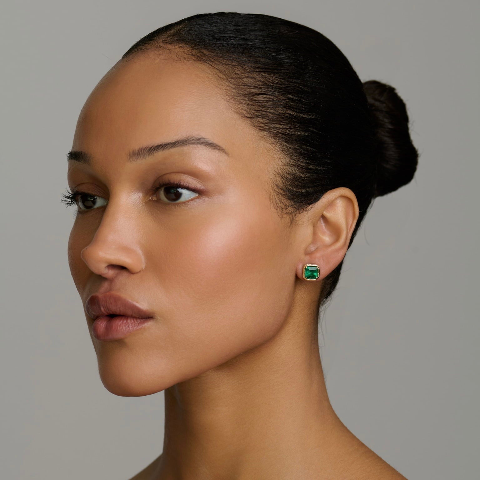 Asscher Emerald River Studs by Logan Hollowell Jewelry
