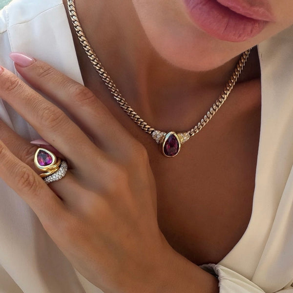Enigma Water Drop Rubellite Ring by Logan Hollowell Jewelry