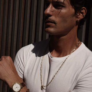 Men's Alchemy Link Charm Necklace with Pavé Diamond Hoop Closure by Logan Hollowell Jewelry