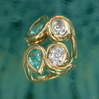 Enigma Paraiba and Diamond Toi et Moi Ring