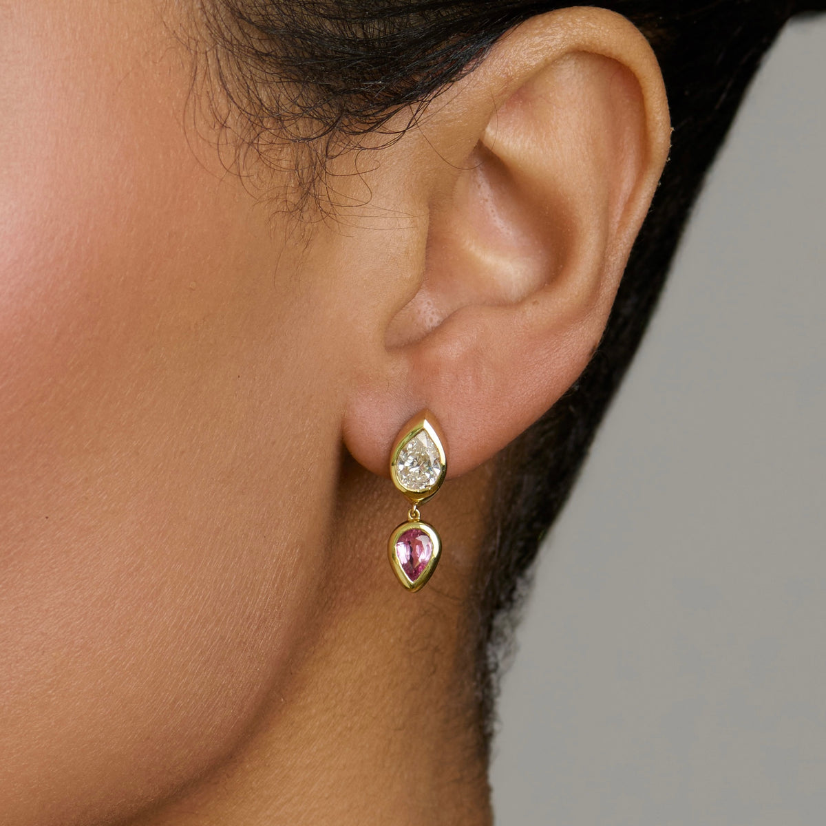 Single Stuggie with Pink Sapphire Drop by Logan Hollowell Jewelry