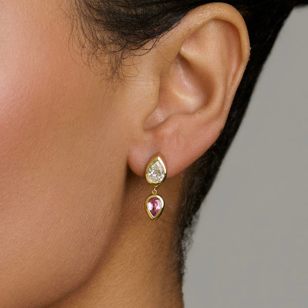 Single Stuggie with Pink Sapphire Drop by Logan Hollowell Jewelry