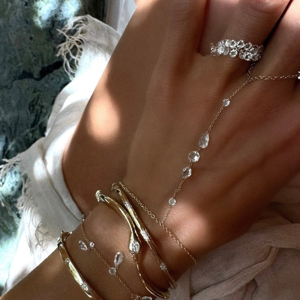 Eau de Rose Cut Iris Diamond Hand Chain by Logan Hollowell Jewelry
