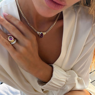 Pear Rubellite Maison Rose Necklace by Logan Hollowell Jewelry