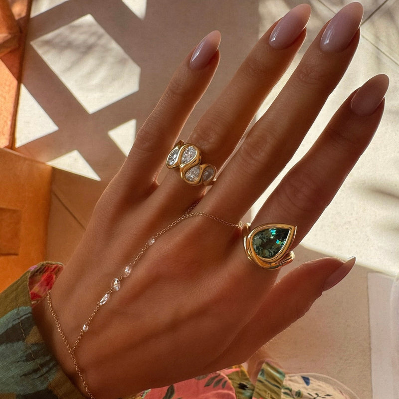 Enigma Water Drop Lagoon Tourmaline Ring by Logan Hollowell Jewelry