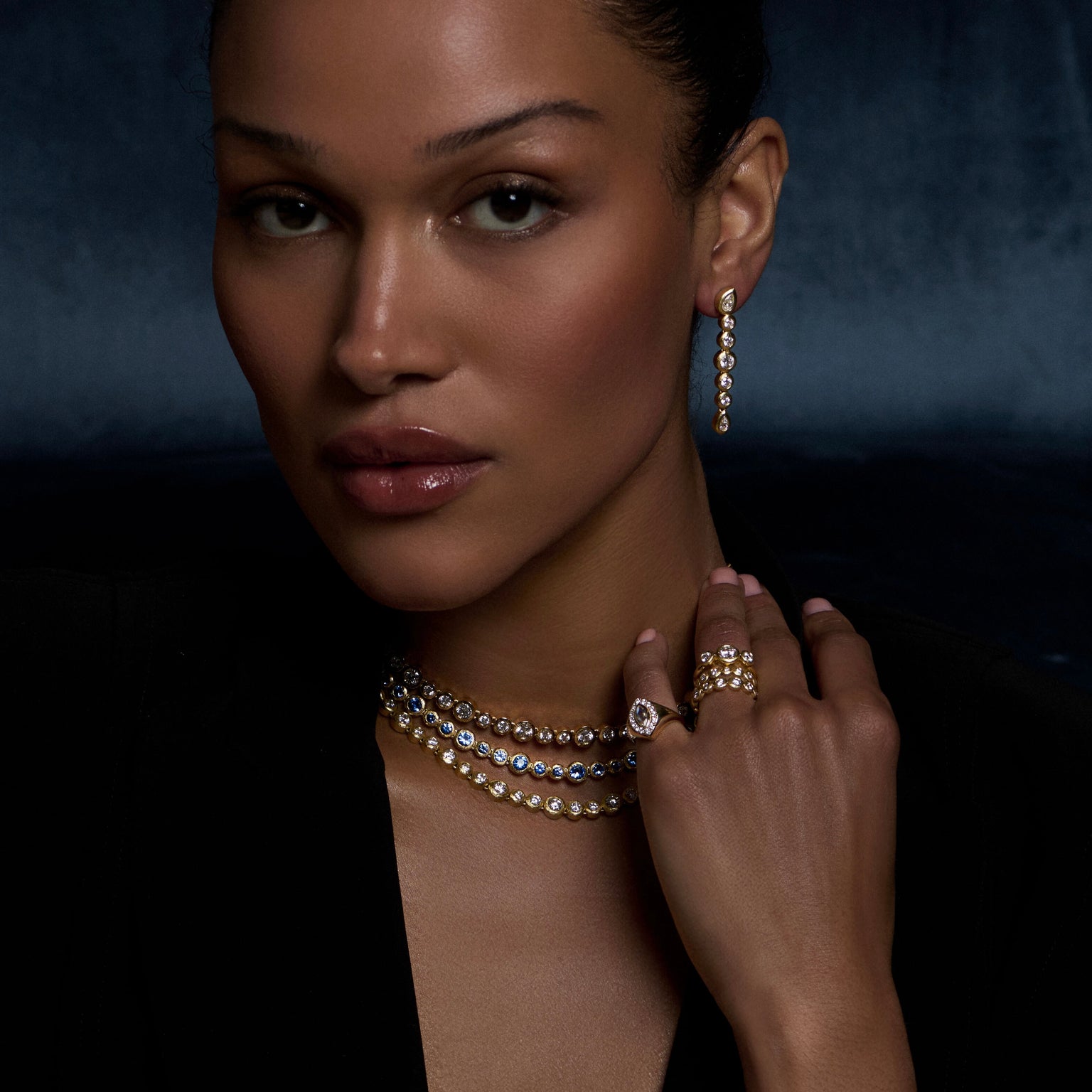 Blue Sapphire Bubble Link Necklace by Logan Hollowell Jewelry