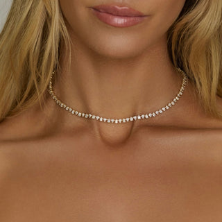 Petite Reverse Water Drop Diamond Tennis Necklace by Logan Hollowell Jewelry