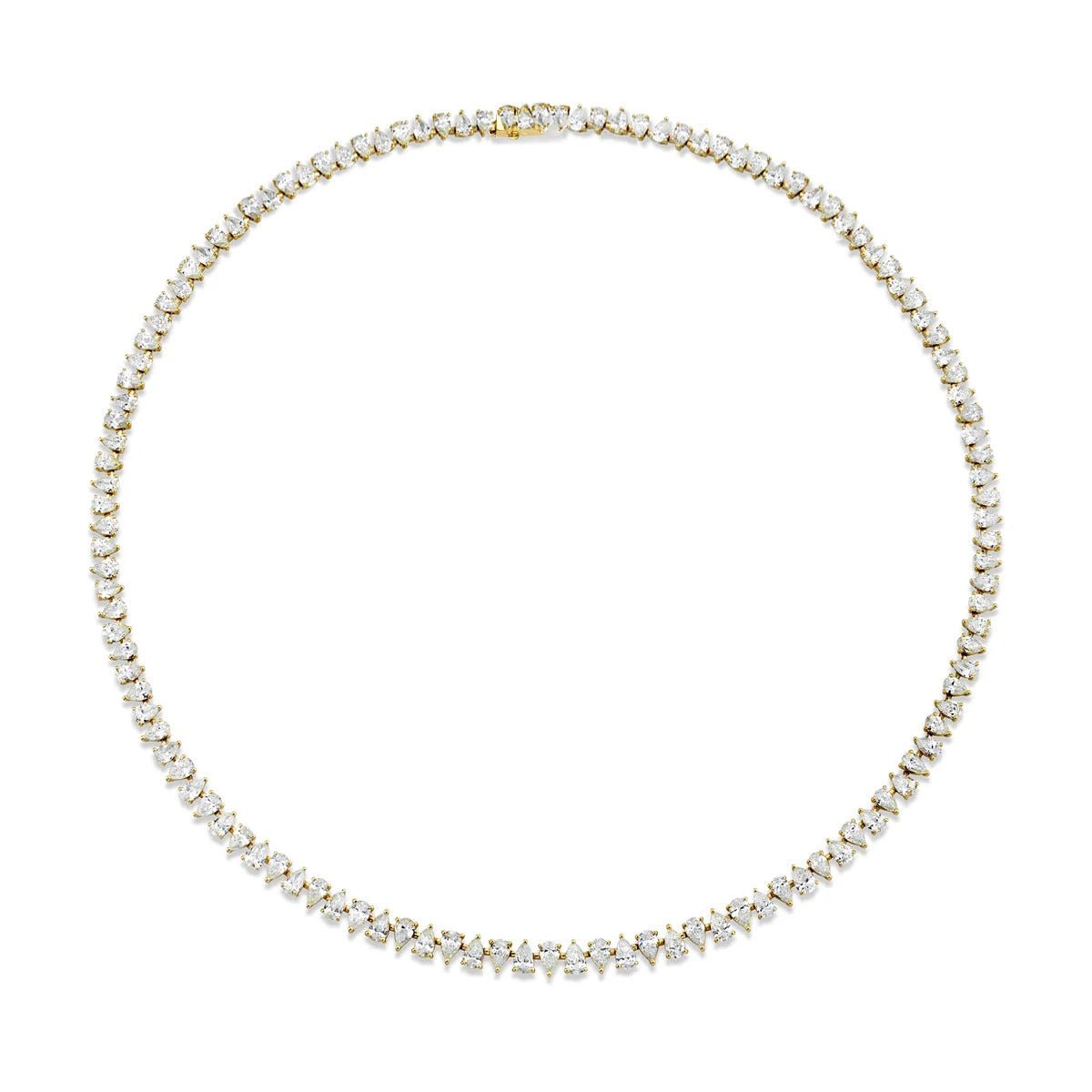 Petite Reverse Water Drop Diamond Tennis Necklace by Logan Hollowell Jewelry