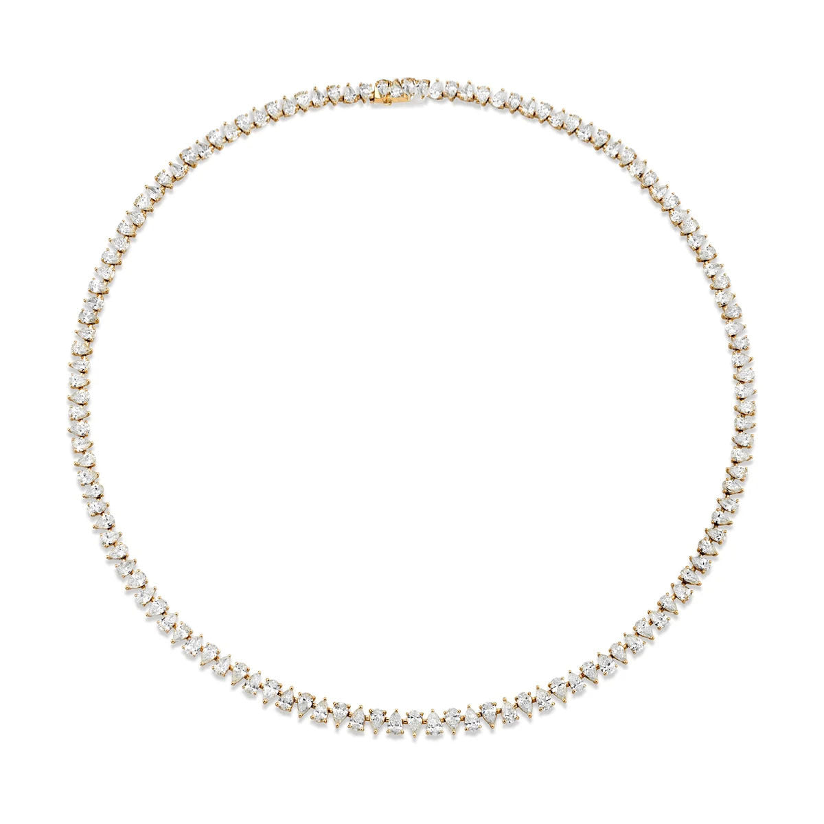 Petite Reverse Water Drop Diamond Tennis Necklace 18k Yellow Gold 14-16" by Logan Hollowell Jewelry