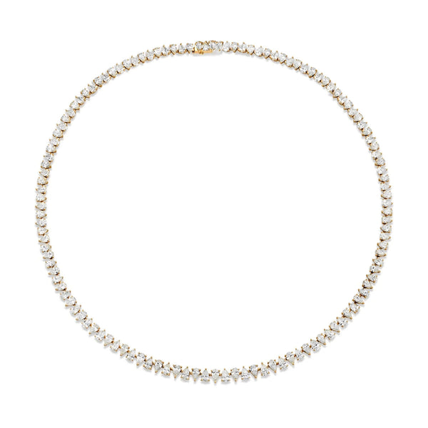 Petite Reverse Water Drop Diamond Tennis Necklace 18k Yellow Gold 14-16" by Logan Hollowell Jewelry