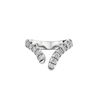 Large French Pave Diamond Tusk Ring 4.5 White Gold  by Logan Hollowell Jewelry