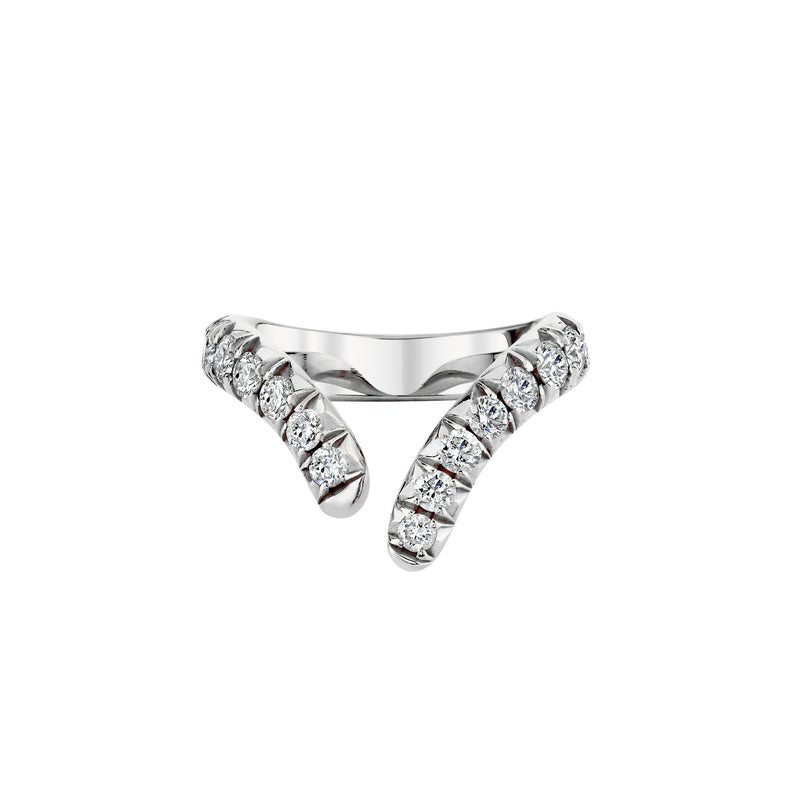 Large French Pavé Diamond Tusk Ring White Gold 3 by Logan Hollowell Jewelry