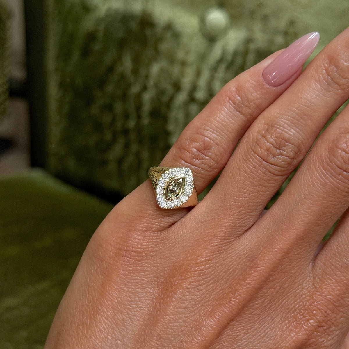 Desert Queen Signet Champagne Ring by Logan Hollowell Jewelry