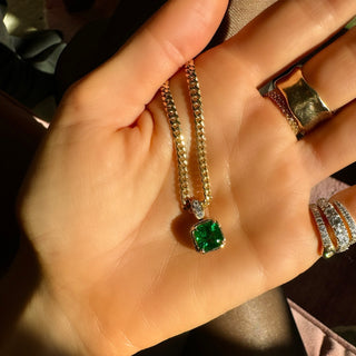 18K Queen Emerald Cuban Necklace by Logan Hollowell Jewelry