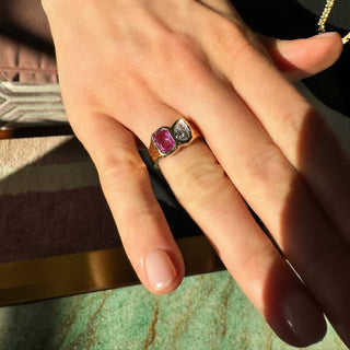 Toi Et Moi River Pink Sapphire and Diamond Ring by Logan Hollowell Jewelry