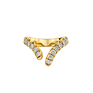Large French Pave Diamond Tusk Ring 4.5 Yellow Gold  by Logan Hollowell Jewelry
