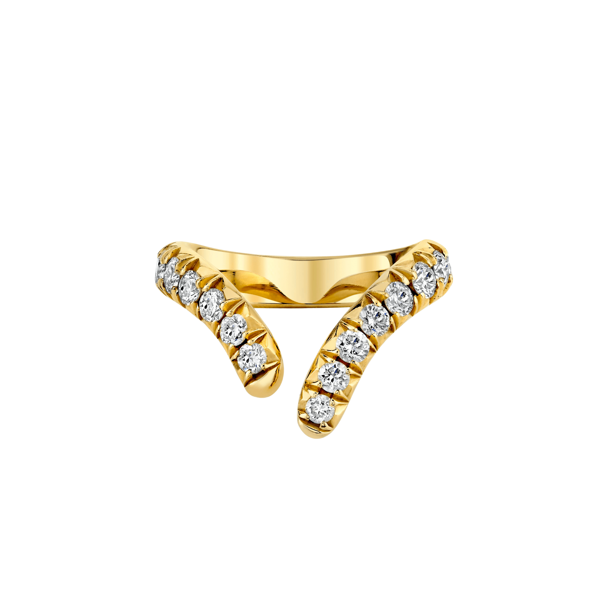Large French Pave Diamond Tusk Ring | Ready to Ship Yellow Gold 6 by Logan Hollowell Jewelry