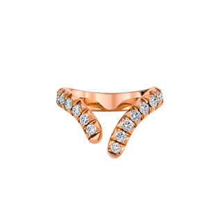 Large French Pave Diamond Tusk Ring 4.5 Rose Gold  by Logan Hollowell Jewelry