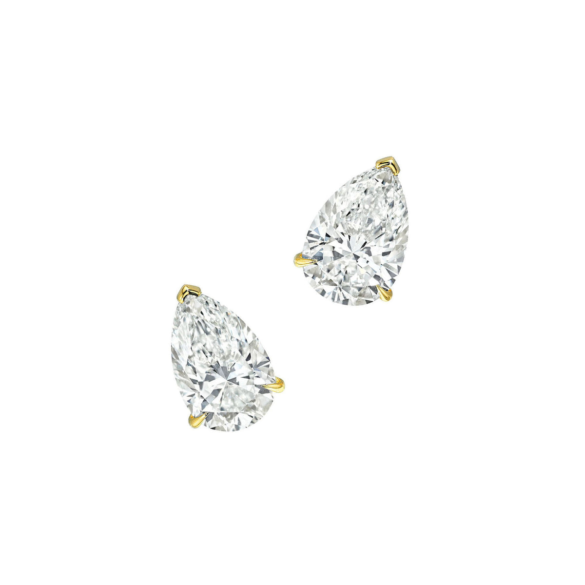 Reverse Water Drop Martini Studs Yellow Gold 7.00CTW by Logan Hollowell Jewelry