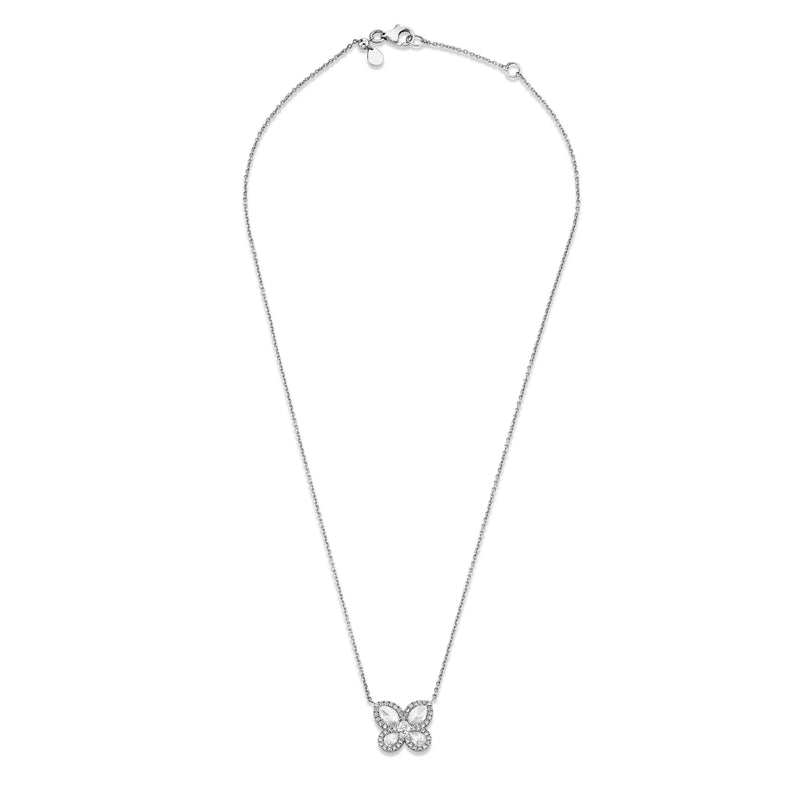 Eau de Rose Cut Diamond Butterfly Necklace w/ Pave Halo    by Logan Hollowell Jewelry