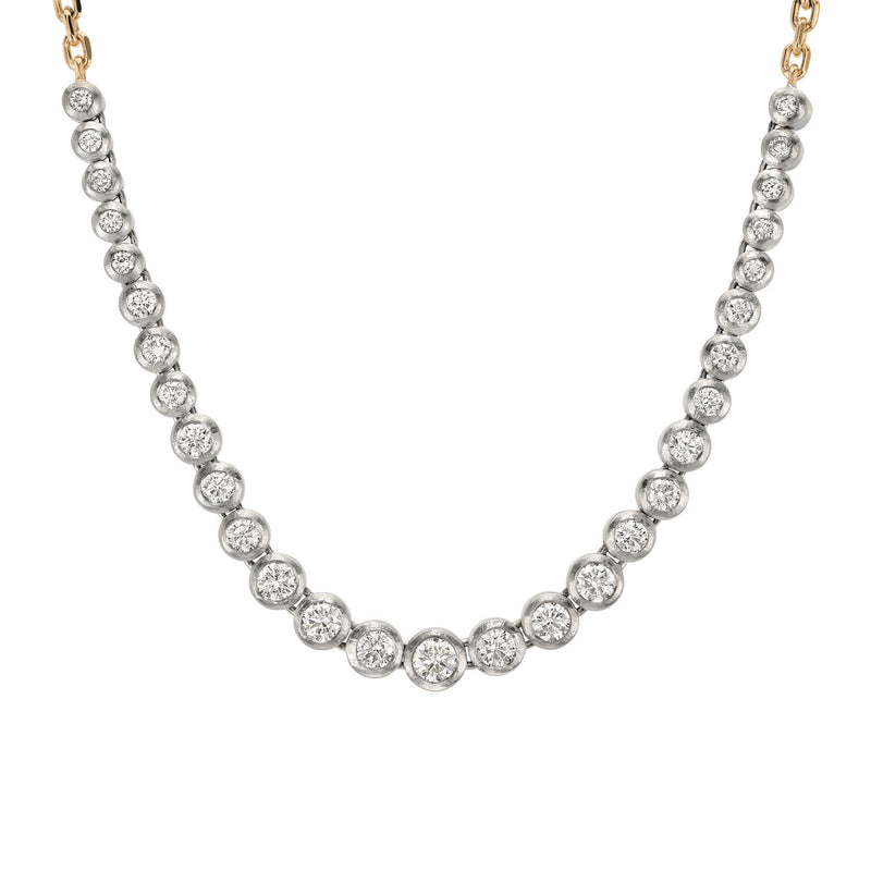Two Tone Diamond Bubble Link Necklace by Logan Hollowell Jewelry