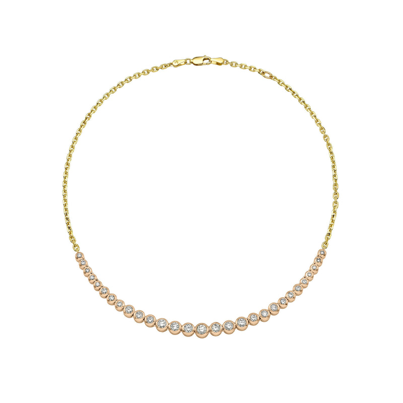 Two Tone Diamond Bubble Link Necklace Rose Gold by Logan Hollowell Jewelry