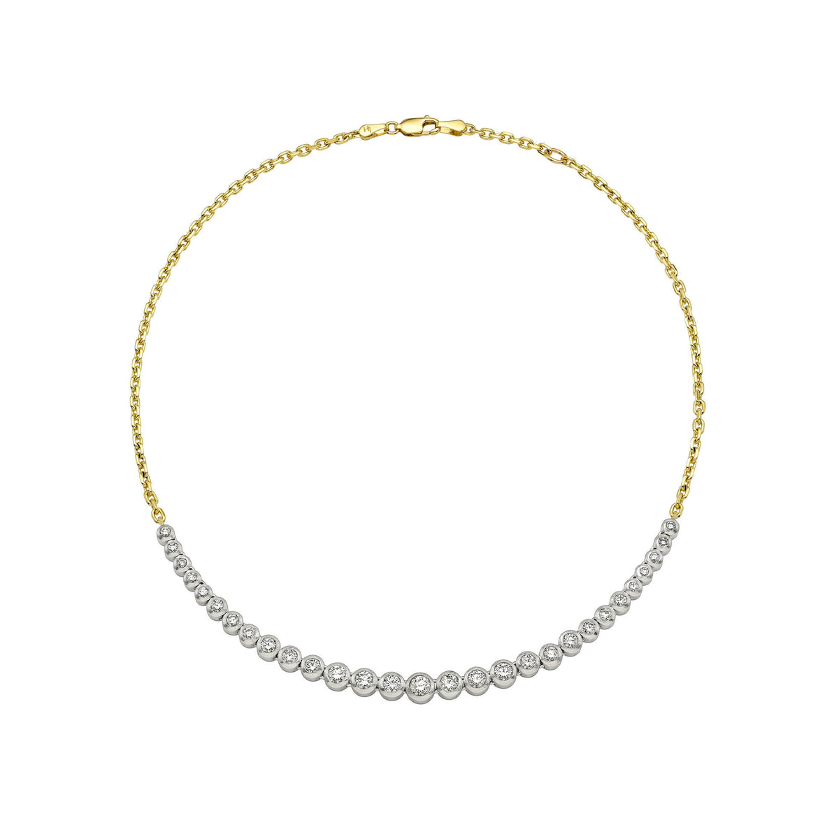 Two Tone Diamond Bubble Link Necklace White Gold by Logan Hollowell Jewelry