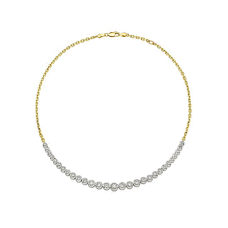 Two Tone Diamond Bubble Link Necklace White Gold by Logan Hollowell Jewelry