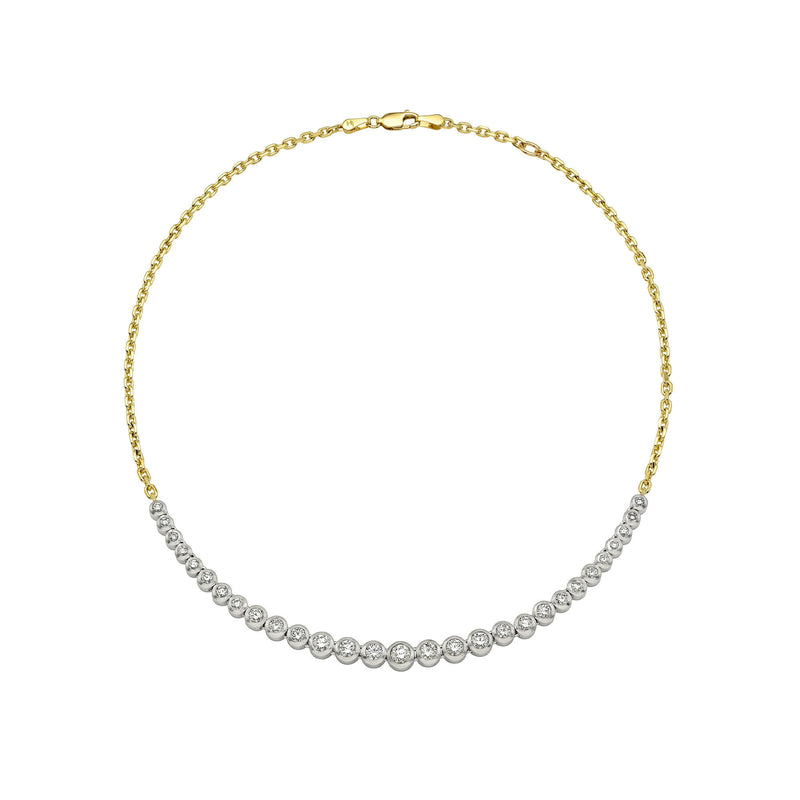 Two Tone Diamond Bubble Link Necklace White Gold by Logan Hollowell Jewelry