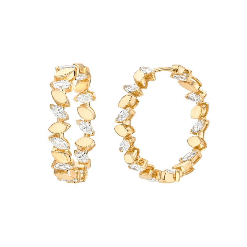 Dancing Marquise Diamond Hoop Earrings Rose Gold Lab-Created by Logan Hollowell Jewelry